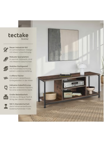 tectake TV-Regal Austin 110 x 40 x 50,5 cm, Industrial Holz dunkel, rustikal