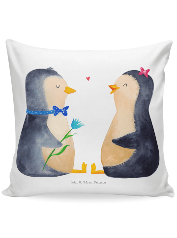 Mr. & Mrs. Panda 40x40 Kissen Pinguin Pärchen ohne Spruch in Weiß
