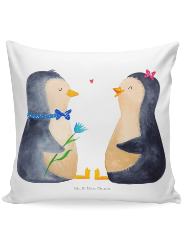 Mr. & Mrs. Panda Zierkissen Pinguin Pärchen ohne Spruch in Weiß