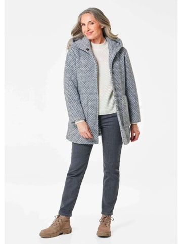 GOLDNER Kurzgröße:  Mantel in hellblau / grau / gemustert