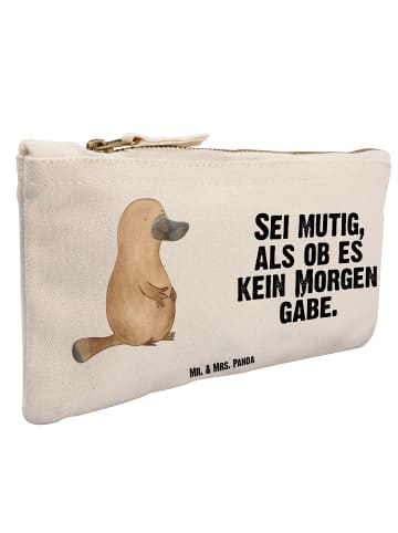 Mr. & Mrs. Panda Schminktasche Schnabeltier Mut mit Spruch in Weiß