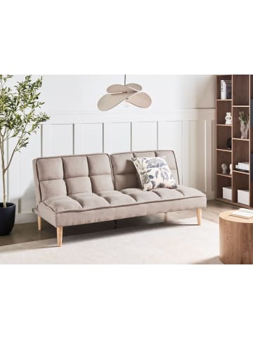 Beliani 3-Sitzer Sofa SILJAN in Braun/Heller Holzfarbton - (W) 177 x (H) 80 x (L) 80 cm