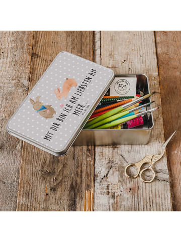 Mr. & Mrs. Panda Vorratsdose Hasen Muschel mit Spruch in Grau Pastell