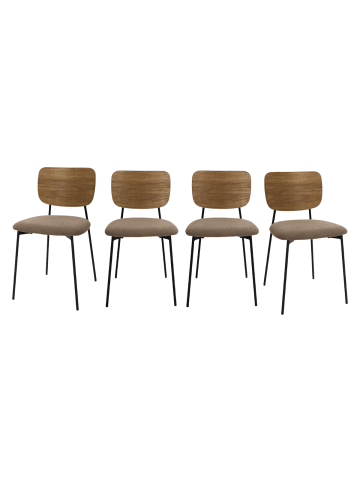 CALICOSY 4er-Set  Stühle NOAN in Braun - (W) 44  x (H) 77,5  x (L) 50 cm