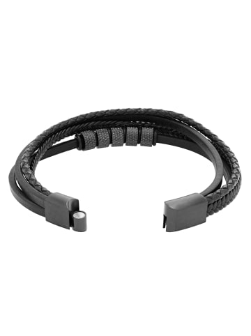 Adeliás Unisex Armband aus Leder 21,5 cm in schwarz