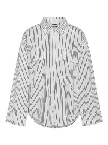 Noisy may Gestreiftes Hemd Bluse mit Knopfleiste und Brusttaschen in Weiß