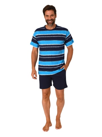 NORMANN kurzarm Schlafanzug Shorty Pyjama Streifen - 84304 in marine