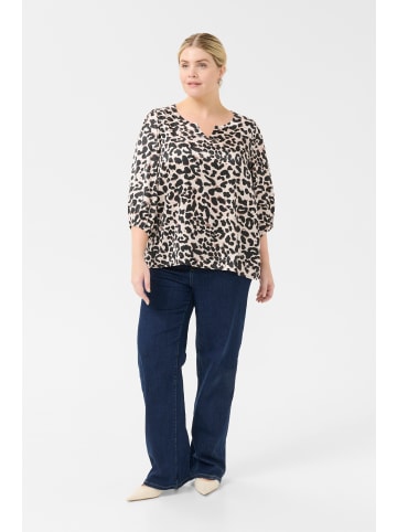 KAFFE curve Langarm-Bluse KCmegda in Brown Leopard