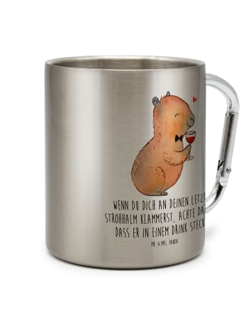 Mr. & Mrs. Panda Thermobecher Capybara Wein mit Spruch in Silber