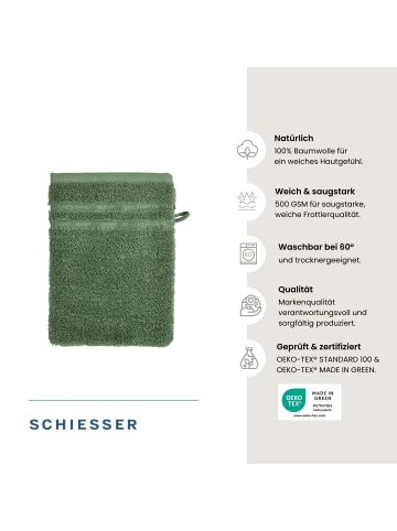 Schiesser Frottier-5er-Set: Waschhandschuhe Milano in Dunkelgrün