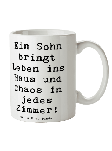 Mr. & Mrs. Panda Tasse Lebhafter Sohn mit Spruch in Weiß