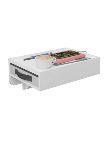 relaxdays Nachttisch klemmbar in Weiß - (B)37 x (H)14 x (T)26,5 cm