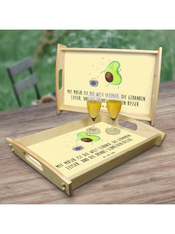 Mr. & Mrs. Panda Sofatablett Avocado Tanzen mit Spruch in Gelb Pastell