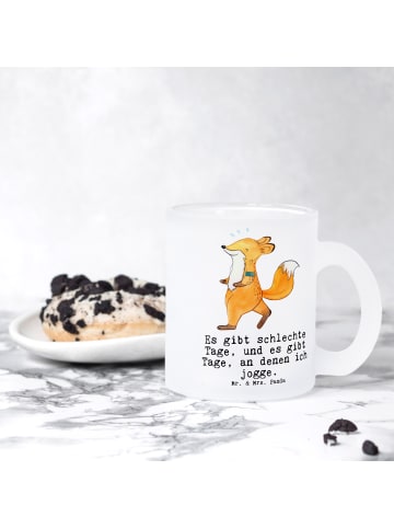 Mr. & Mrs. Panda Teeglas Fuchs Joggen mit Spruch in Transparent