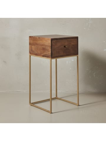 KADIMA DESIGN Nachttisch Mango Massivholz / Metall 40x75,5x35 cm Nachtschrank