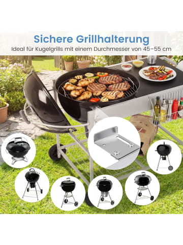 COSTWAY Grillwagen Outdoor für Kugelgrill 45-55 cm in Silber