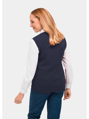 GOLDNER Pullunder mit zeitlosem Zopfmuster in dunkelmarine