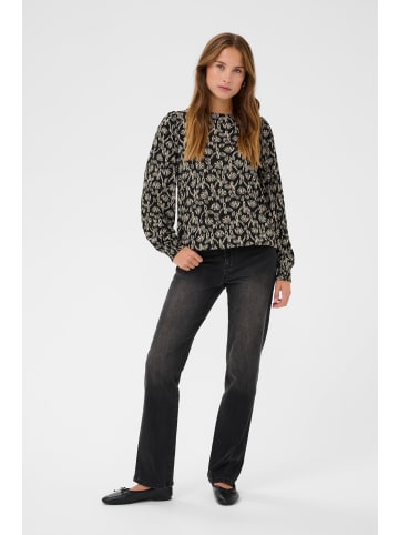 Kaffe Langarm-Bluse KArikka Regular fit in Black/Feather Gray Floral