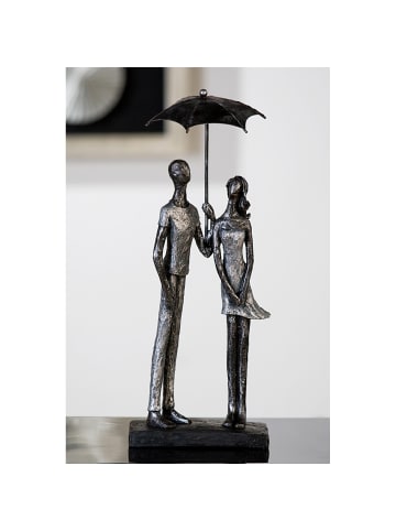 GILDE Skulptur "Umbrella" in Grau/ Silber - H. 36 cm - B. 14 cm