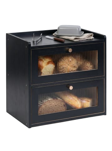 relaxdays Brotkasten in Schwarz – (B)36,5 x (H)34 x (T)24 cm
