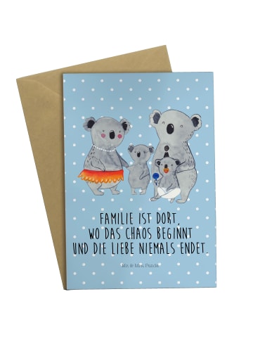 Mr. & Mrs. Panda Grußkarte Koala Familie mit Spruch in Blau Pastell