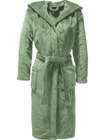 REDBEST Fleece Unisex-Bademantel mit Kapuze Perris in grün