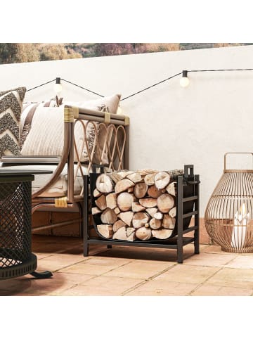 Outsunny Kaminholzregal,49L x 34B x 44H cm,Schwarz