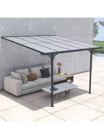 Fornorth Terrassenüberdachung in Dunkelgrau 313x300x225-270cm