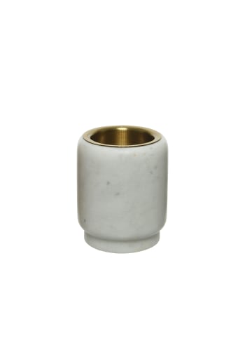 MARELIDA Teelichthalter Marmor in weiß/grau - H: 7cm