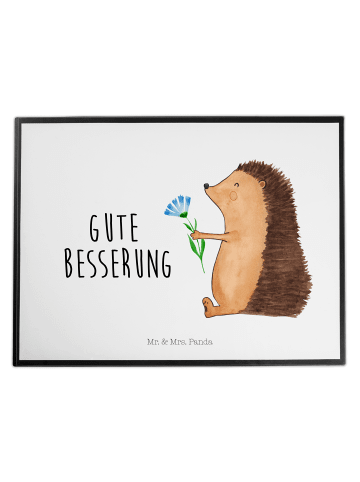 Mr. & Mrs. Panda Schreibtischunterlage Igel Blumen mit Spruch in Weiß