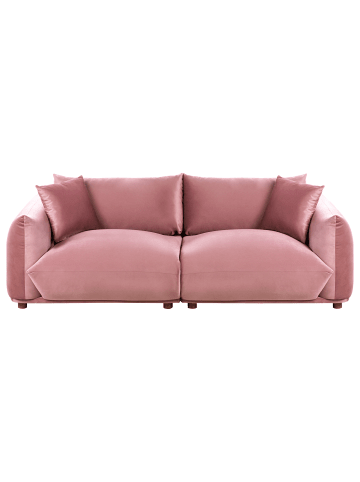 Beliani 3-Sitzer Sofa LUVOS in Rosa/Braun - (W) 220 x (H) 75 x (L) 104 cm
