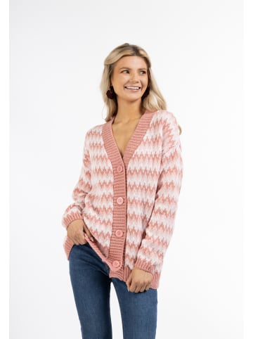 usha FESTIVAL Damen Strickjacke Mit Knöpfen in Rosa Mehrfarbig
