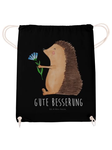 Mr. & Mrs. Panda Jutebeutel Igel Blumen mit Spruch in Schwarz