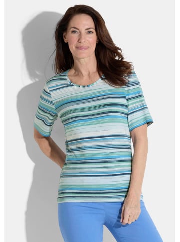 GOLDNER Kurzgröße: Blusenshirt im Streifen-Look in blau / mint / weiß / gemustert