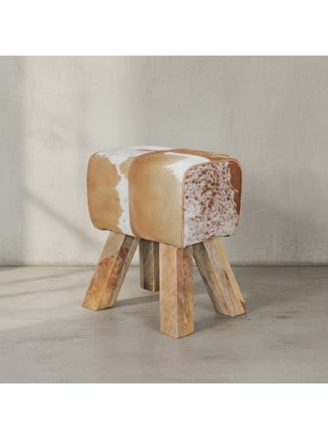 KADIMA DESIGN Retro Sitzhocker, Holzbeine, belastbar bis 120 kg, Landhaus-Optik