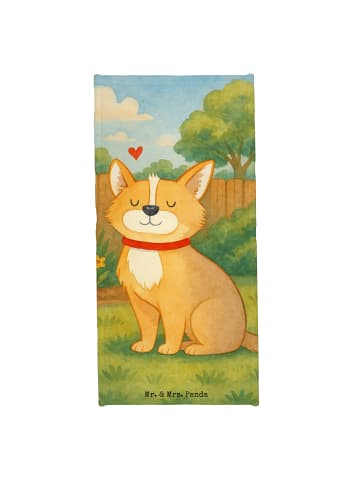 Mr. & Mrs. Panda Badehandtuch Hund Glück Design ohne Spruch in Grau Pastell