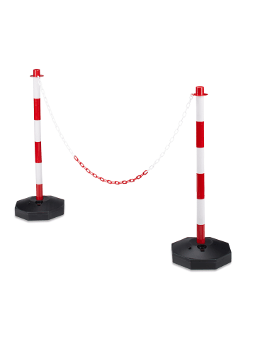 relaxdays 6 x Absperrpfosten in Rot-Weiß - (B)28 x (H)82 x (T)28 cm