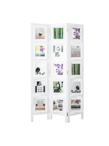 Homestyle4u 3-tlg. Paravent in Weiß 93x161