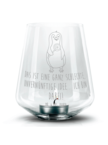 Mr. & Mrs. Panda Teelichthalter Pinguin Lolli mit Spruch in Transparent