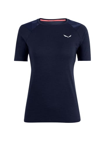 Salewa W CRISTALLOWARM ALPINEMERINO RESPONSIVE T-SHIRT in Marine