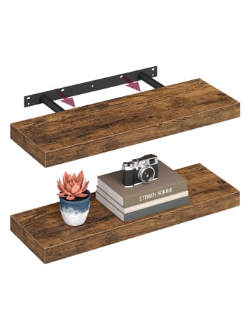 VASAGLE 2er-Set: Wandregal in vintage - (B)60 x (H)3.8 x (T)20 cm