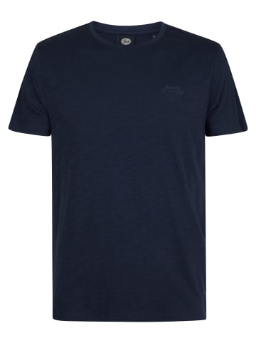 Petrol Industries Meliertes Logo T-Shirt Long Run in Blau