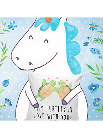 Mr. & Mrs. Panda zier kissen Schildkröten Paar mit Spruch in Weiß