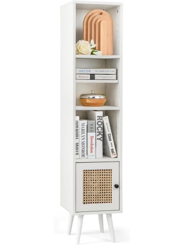 COSTWAY Hochschrank Rattan 29,5x29,5x137cm in Weiß