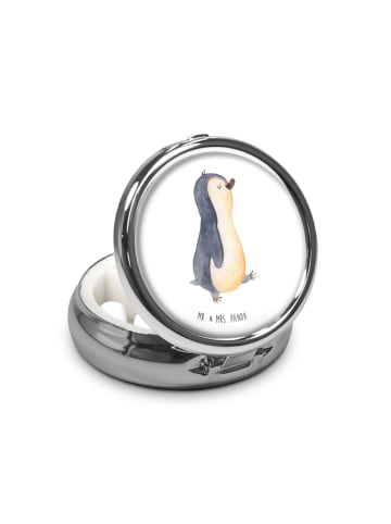 Mr. & Mrs. Panda Pillendose Pinguin mHerzieren ohne Spruch in Weiß