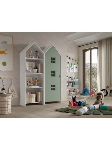 58 aufm Kessel REGALSCHRANK Set Kania 115x37x171 MDF+Holzwerkstoff Weiß /Grün