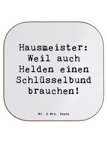 Mr. & Mrs. Panda Untersetzer Tasse Spruch Hausmeister Held mit S... in Weiß