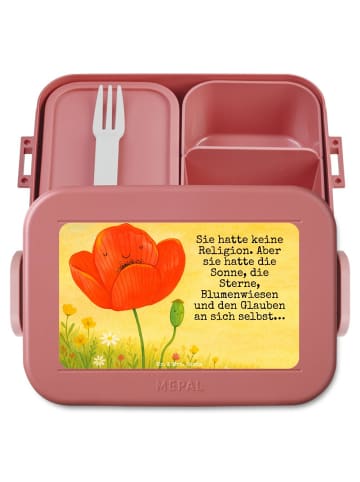 Mr. & Mrs. Panda MEPAL Bentobox Blume Mohnblume Design mit Spruch in Rot Pastell