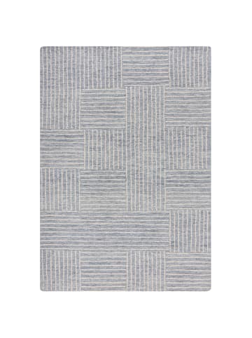 KADIMA DESIGN Wollteppich Schachbrett Muster, Karos, Wohnzimmer schmutzabweisend in Blau