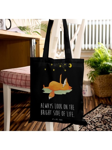 Mr. & Mrs. Panda Strandtasche Fuchs Sterne mit Spruch in Schwarz